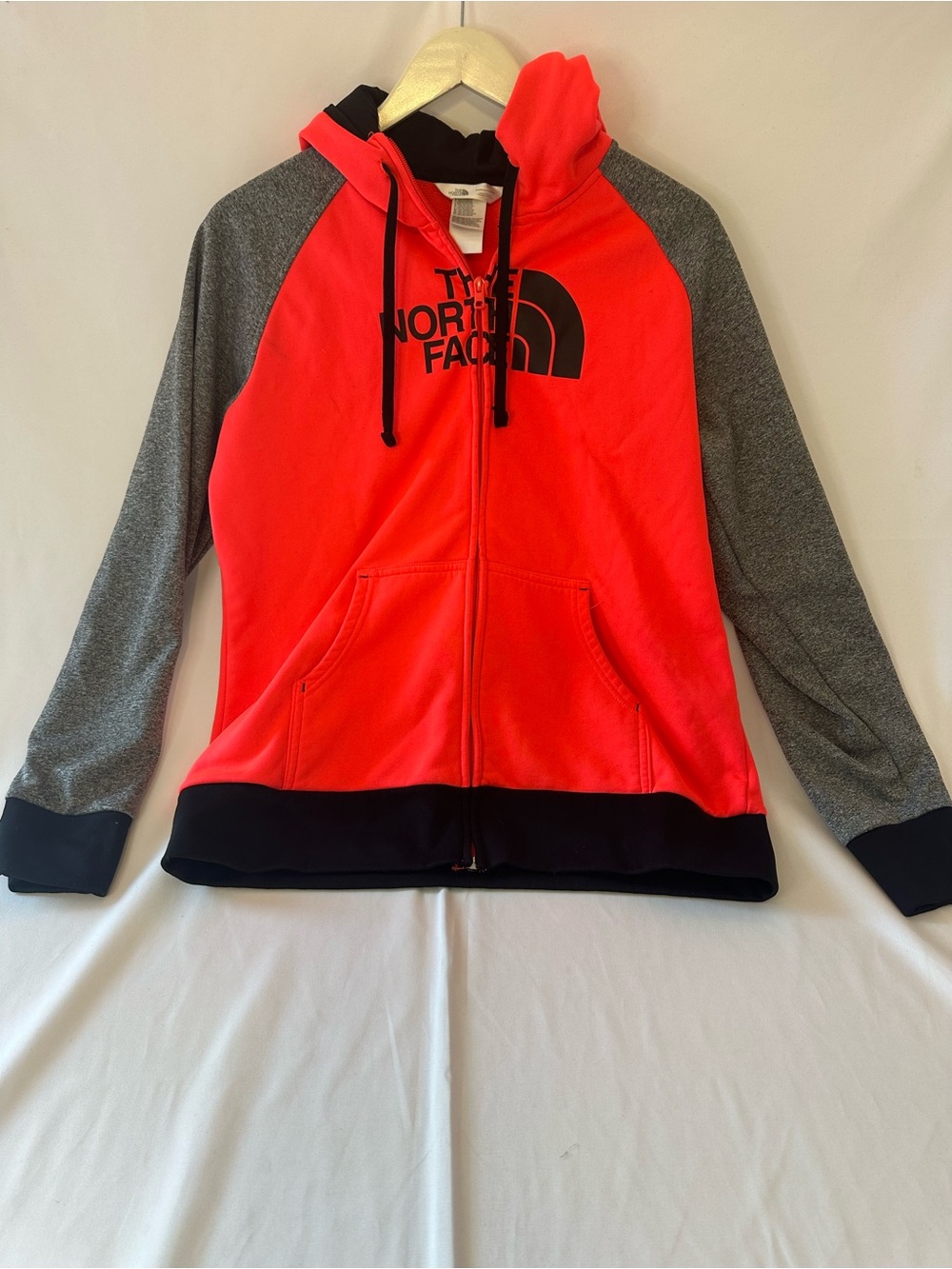 The North Face Neon Coral & Gray Zip-Up Hoodie